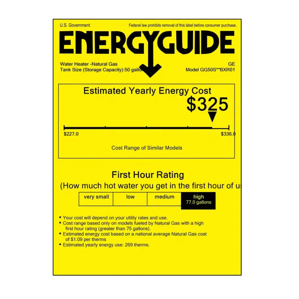 GE RealMAX Atmospheric Choice Model 50 Gallon Capacity 40,000 BTU Heating Input Short Natural Gas Water Heater