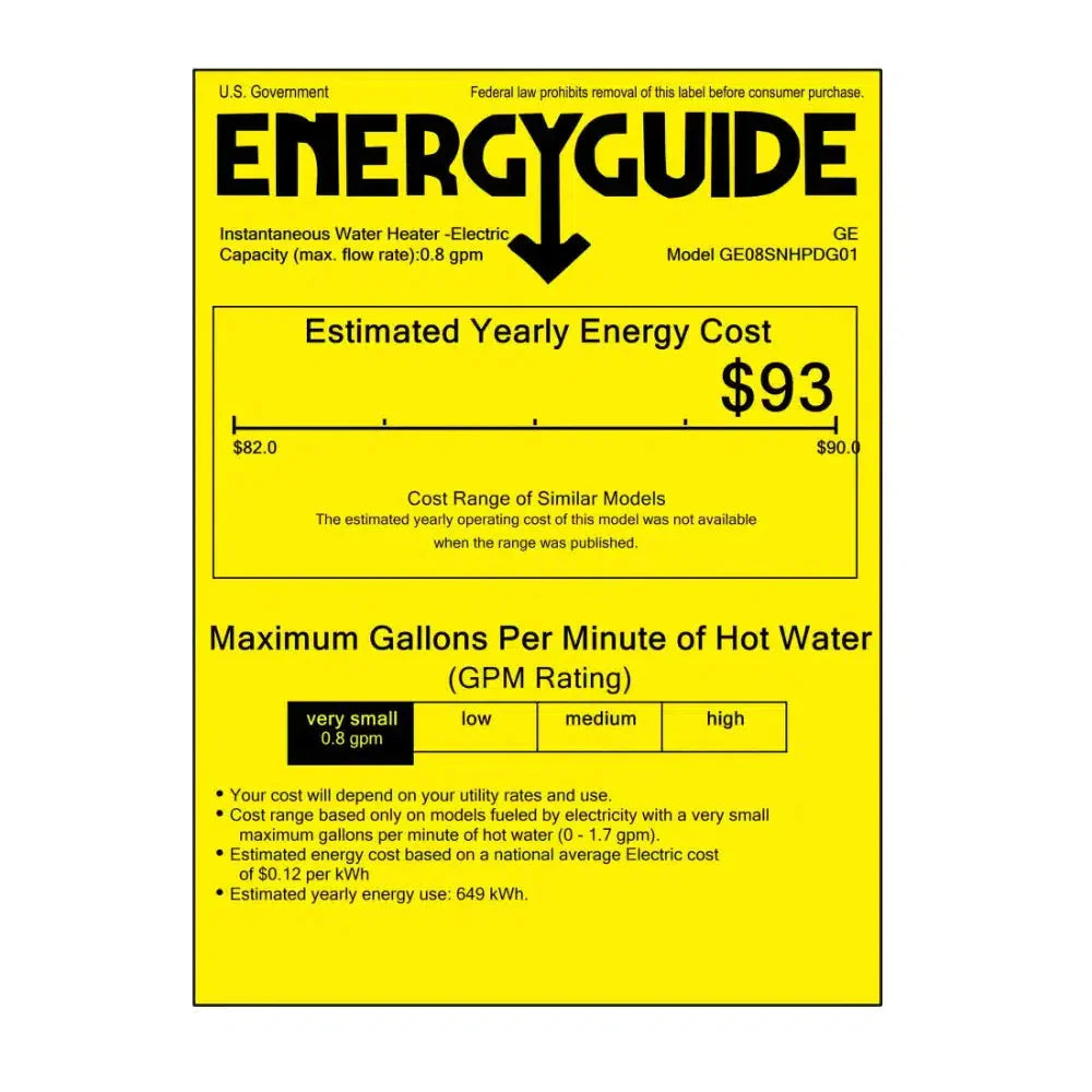 GE 8 kW 240V Point-of-Use Electric Tankless Water Heater