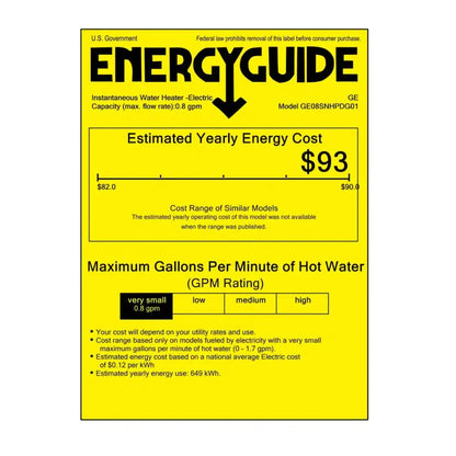 GE 8 kW 240V Point-of-Use Electric Tankless Water Heater