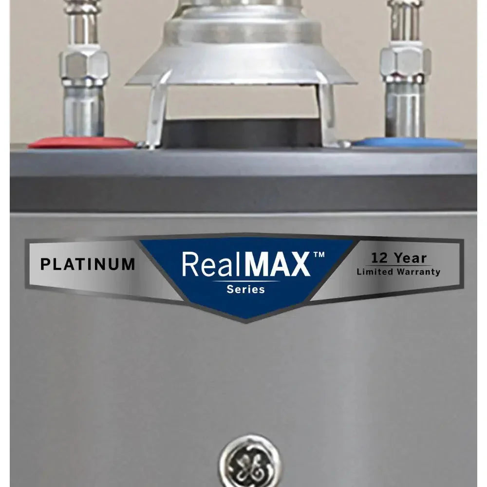 GE RealMAX Atmospheric Platinum Model 50 Gallon Capacity 40,000 BTU Heating Input Tall Natural Gas Water Heater