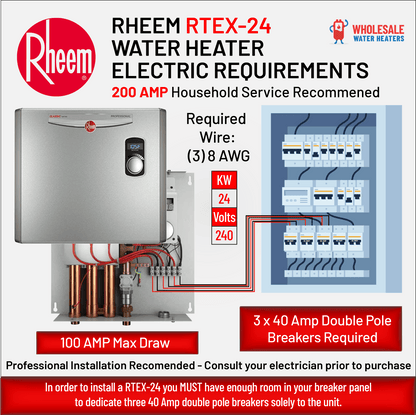RHEEM RTEX-24 24kw 240v Tankless, Instant Electric Water Heater