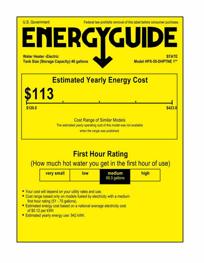 State Proline XE Series 50 Gallon Capacity 4.5 kW Heating Input Hybrid Electric Heat Pump Water Heater